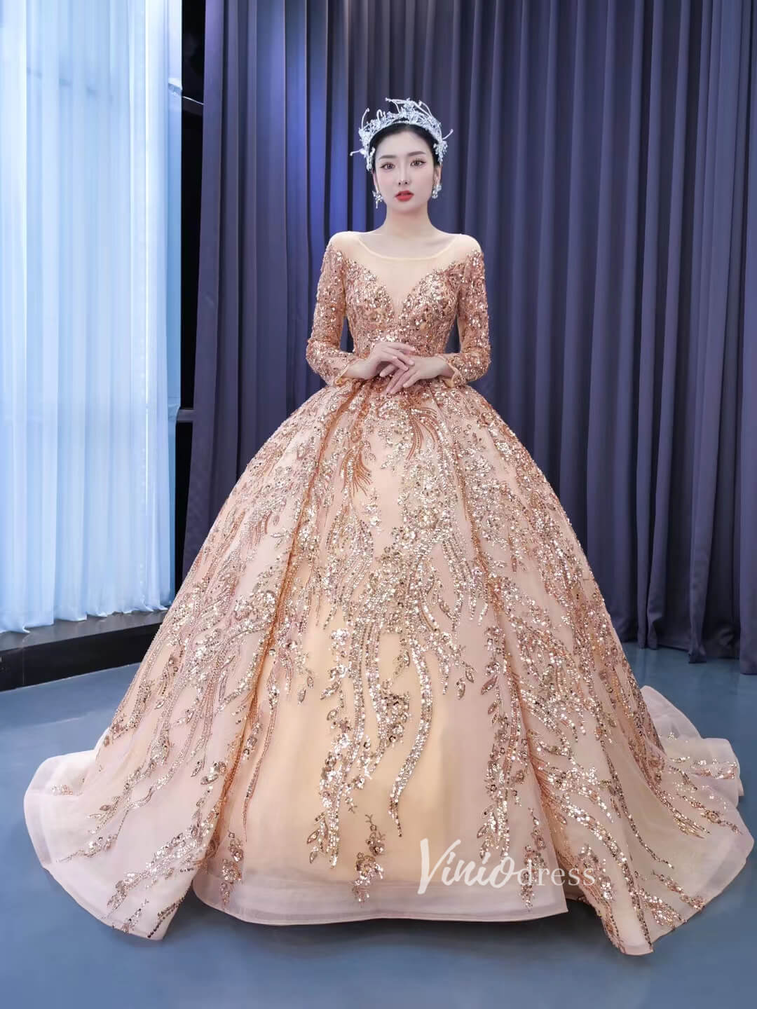 rose gold wedding dress